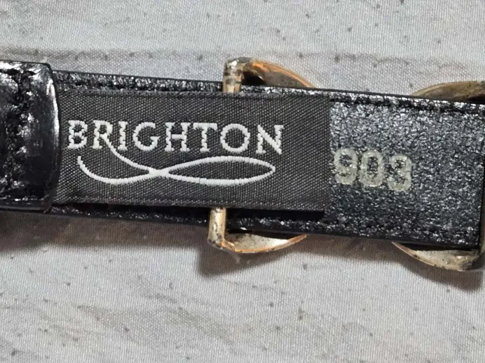 Brighton Black Leather Western Belt - Silver Hardware & Criss-Cross Etched Links